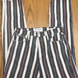 Frame Striped Black and White Jeans le sylvie straight slender 27